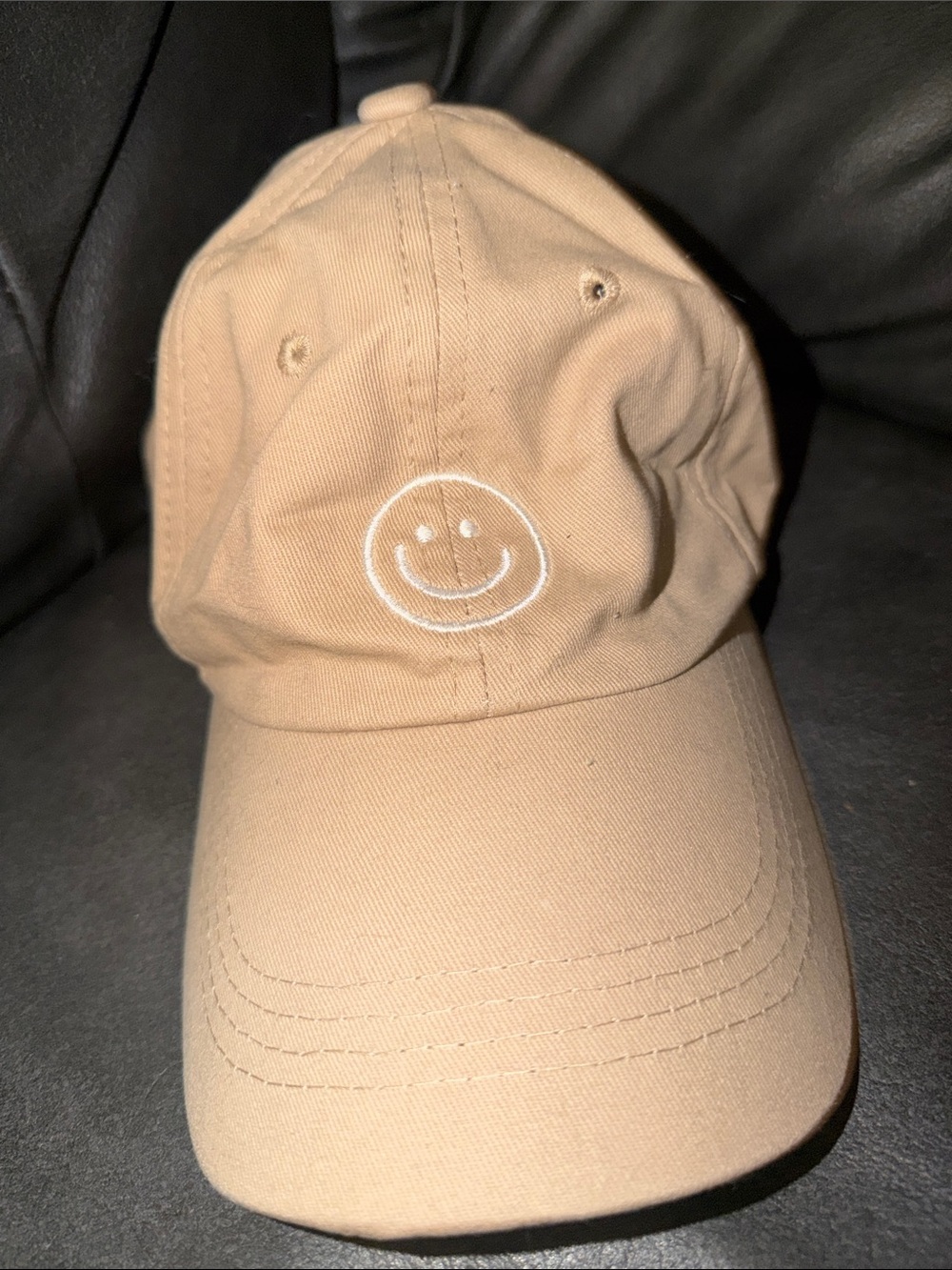 Tan Smiley Face Baseball Cap adult OSFM